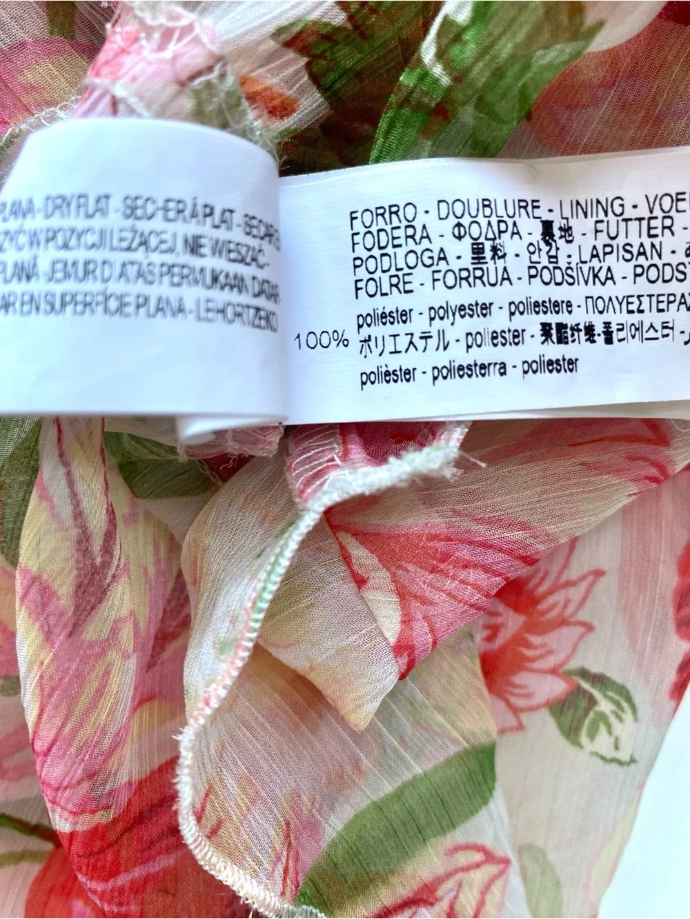 Zara Pink and Green Floral Printed Flowy Blouse with Romantic Ruffle Details XL - Picture 10 of 11